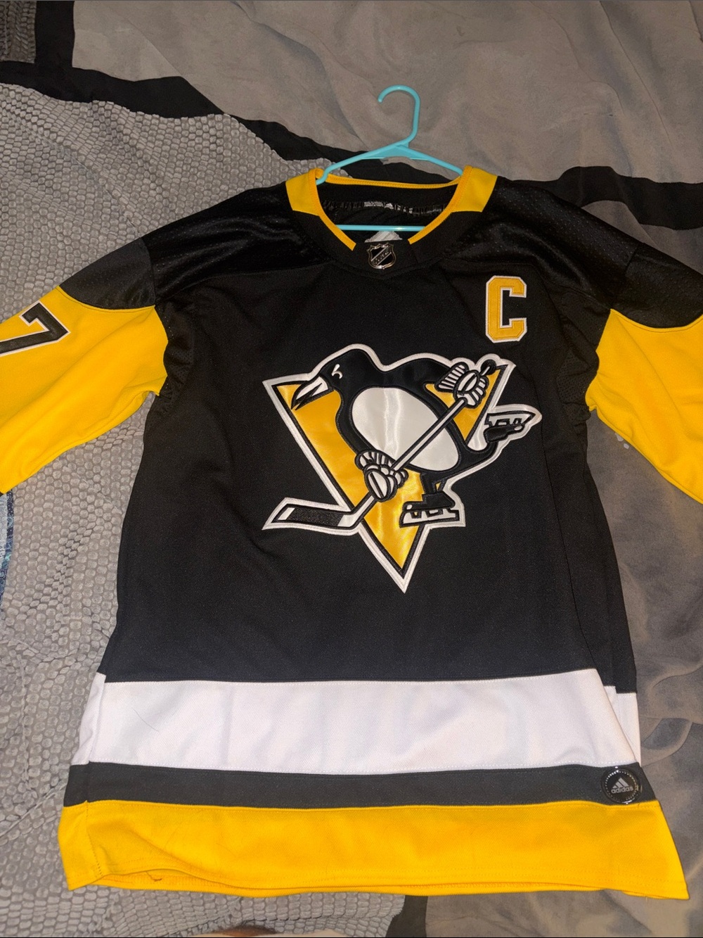 adidas Black and Yellow Men’s Hockey Jersey with Captain C